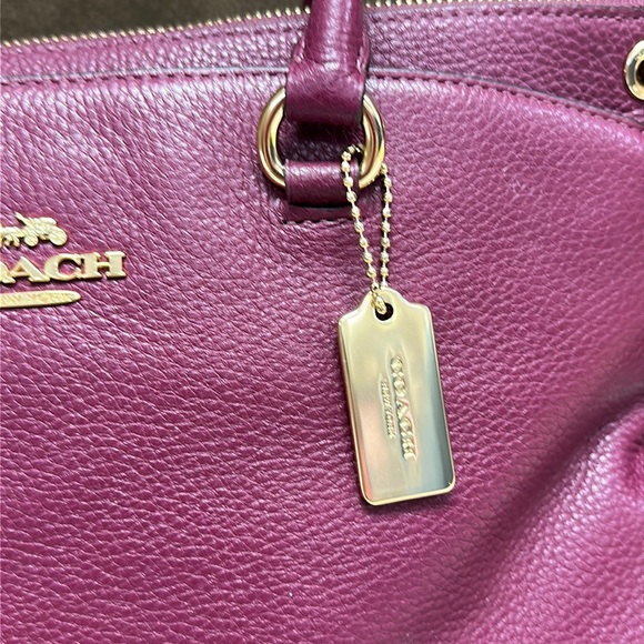 🔥🔥🔥Coach Purple Leather Top Handle Satchel Handbag Shoulder Bag - Picture 5 of 15